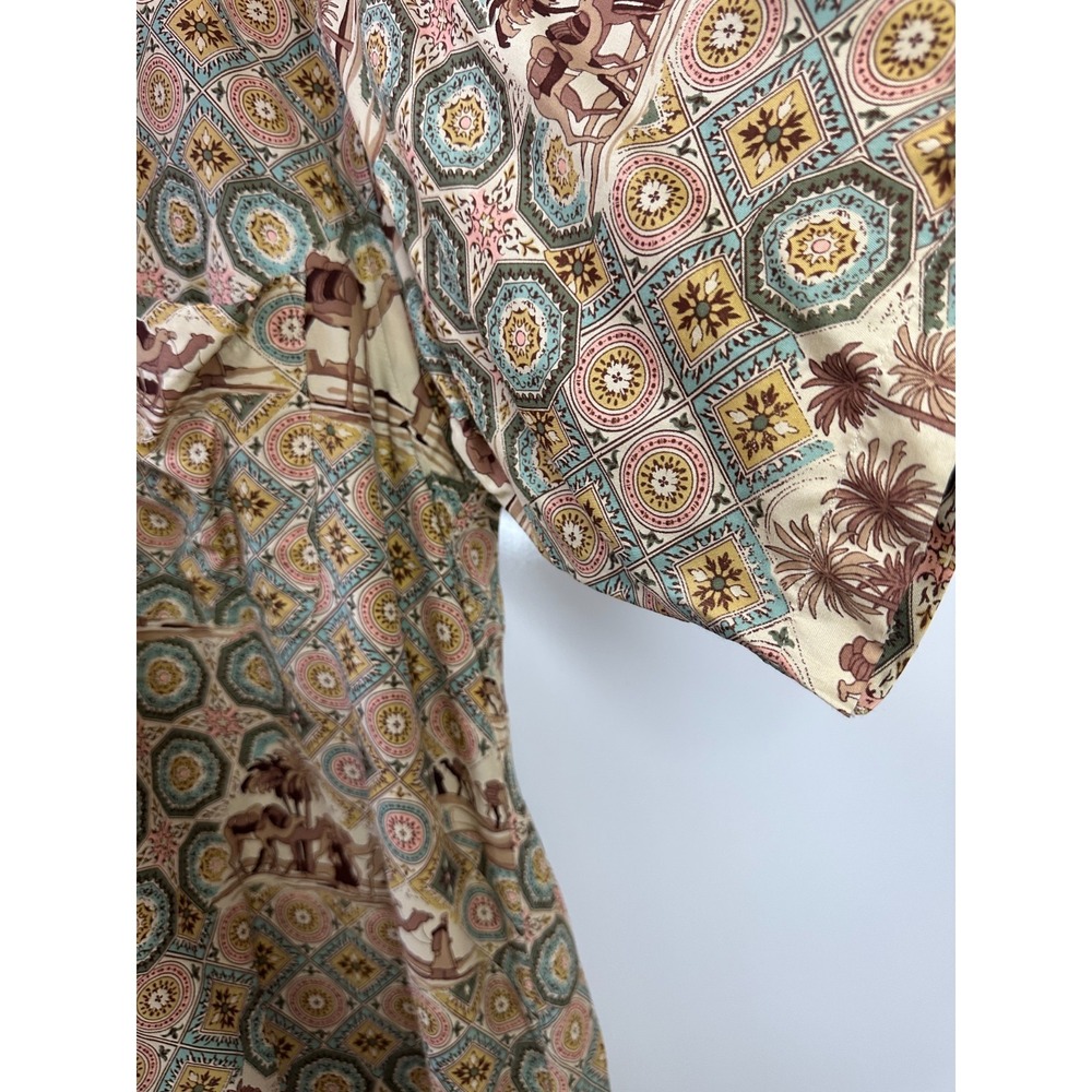 Vintage Nautica Moroccan Medallion Camel Print Button Shirt Mens Medium Resort - Picture 8 of 14